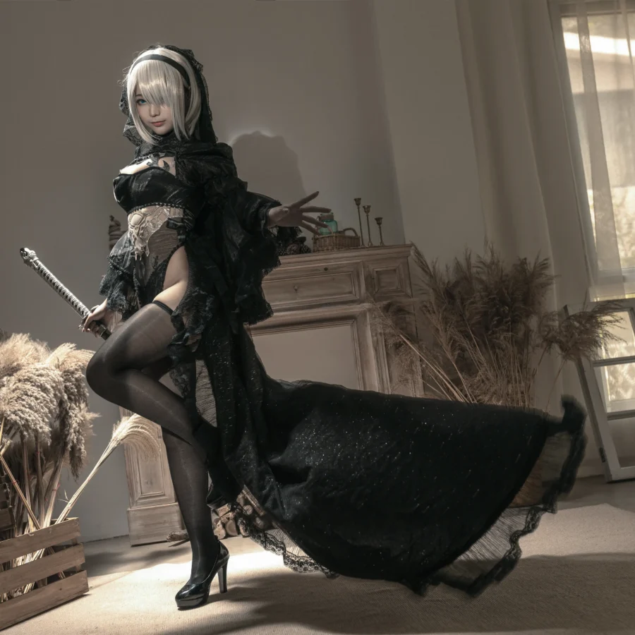 蠢沫沫 – NO.095 尼尔纪元 黑花嫁造型分享，写真全集与COS图片风格整理